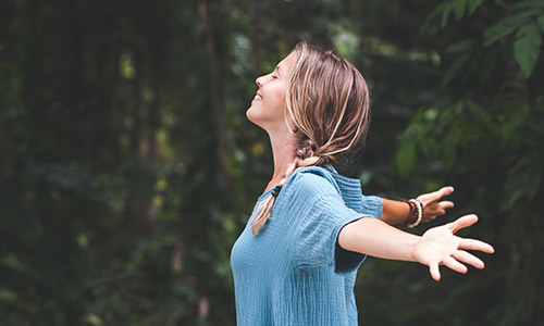 Woman stretching her arms